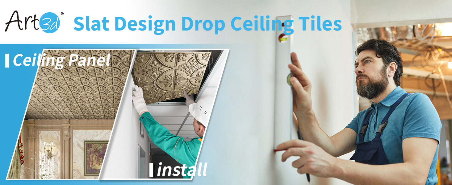 A10902AS-Art3d Decorative Drop Ceiling Tile,2x2 ft ,Glue up